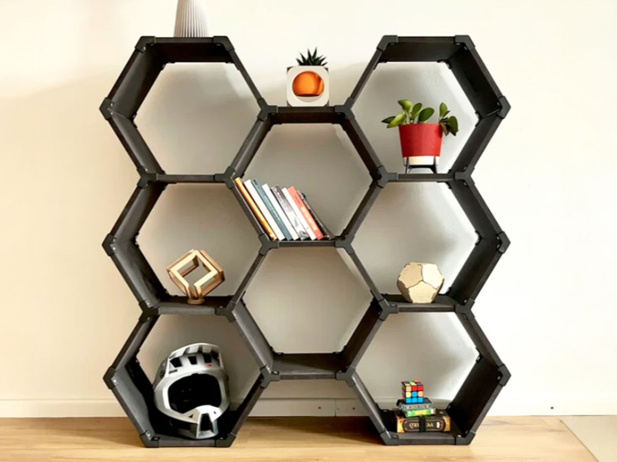 30 Practical 3D Printed Shelves and Storage Ideas for 2026 3 3d printed Hexagon Shelves