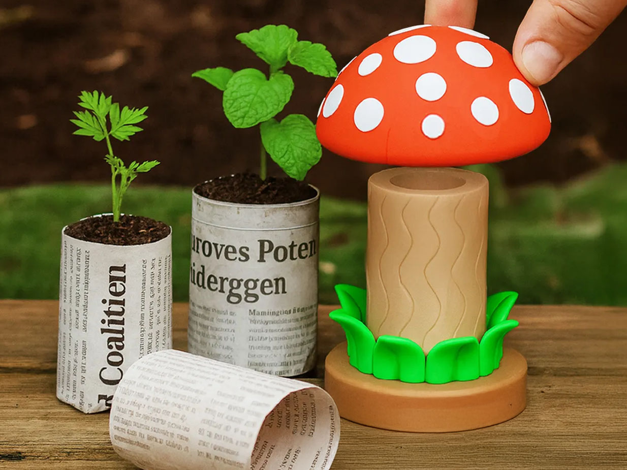 50 Useful 3D Printed Garden Tools and Accessories for 2026 7 mushroom paper potter stl file