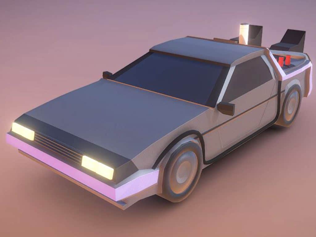 Low Poly DeLorean car