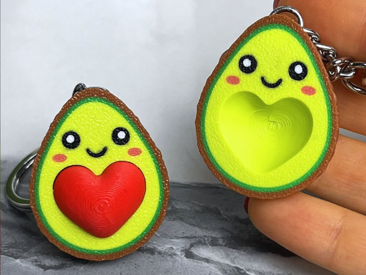Avocado Couple Keychain 3D Print