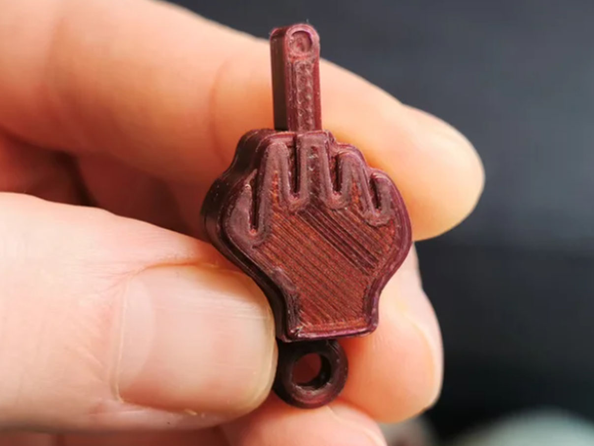 Middle Finger Keychain 3D Print