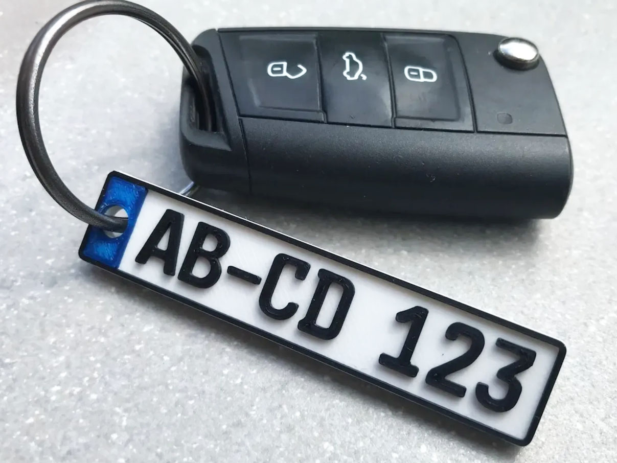 Number Plate Keyring STL File