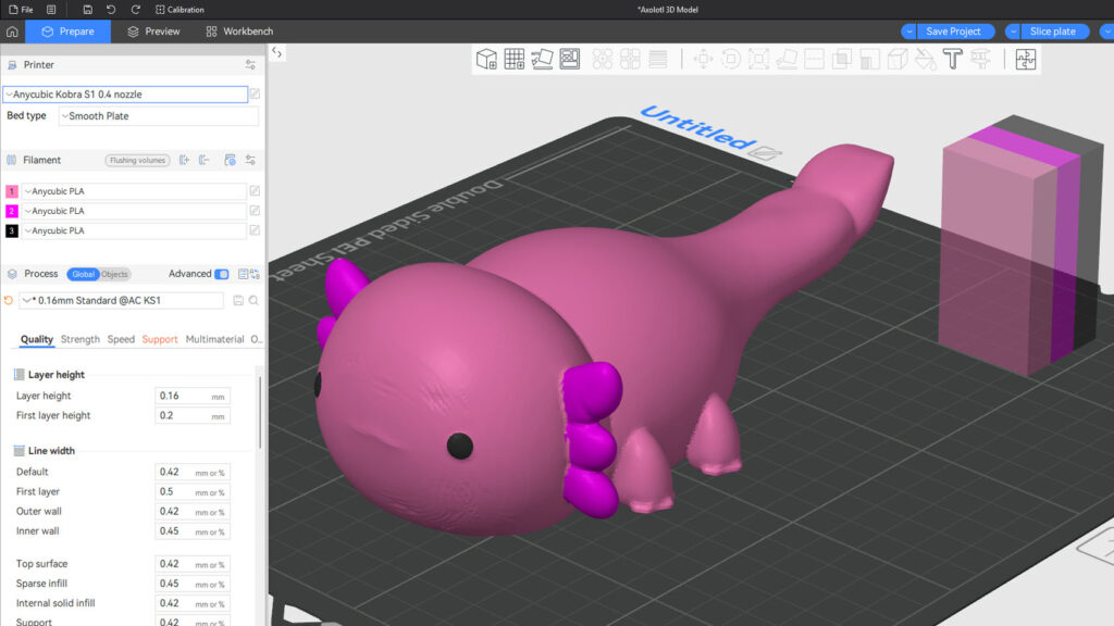Anycubic Slicer Next multicolour slicing software for the Anycubic Kobra S1 Combo 3D printer